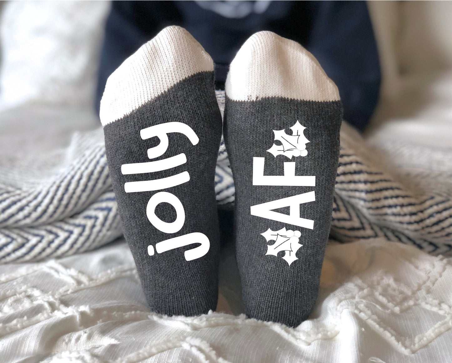 Jolly AF Funny Christmas Socks, Christmas sock exchange, stocking stuffer
