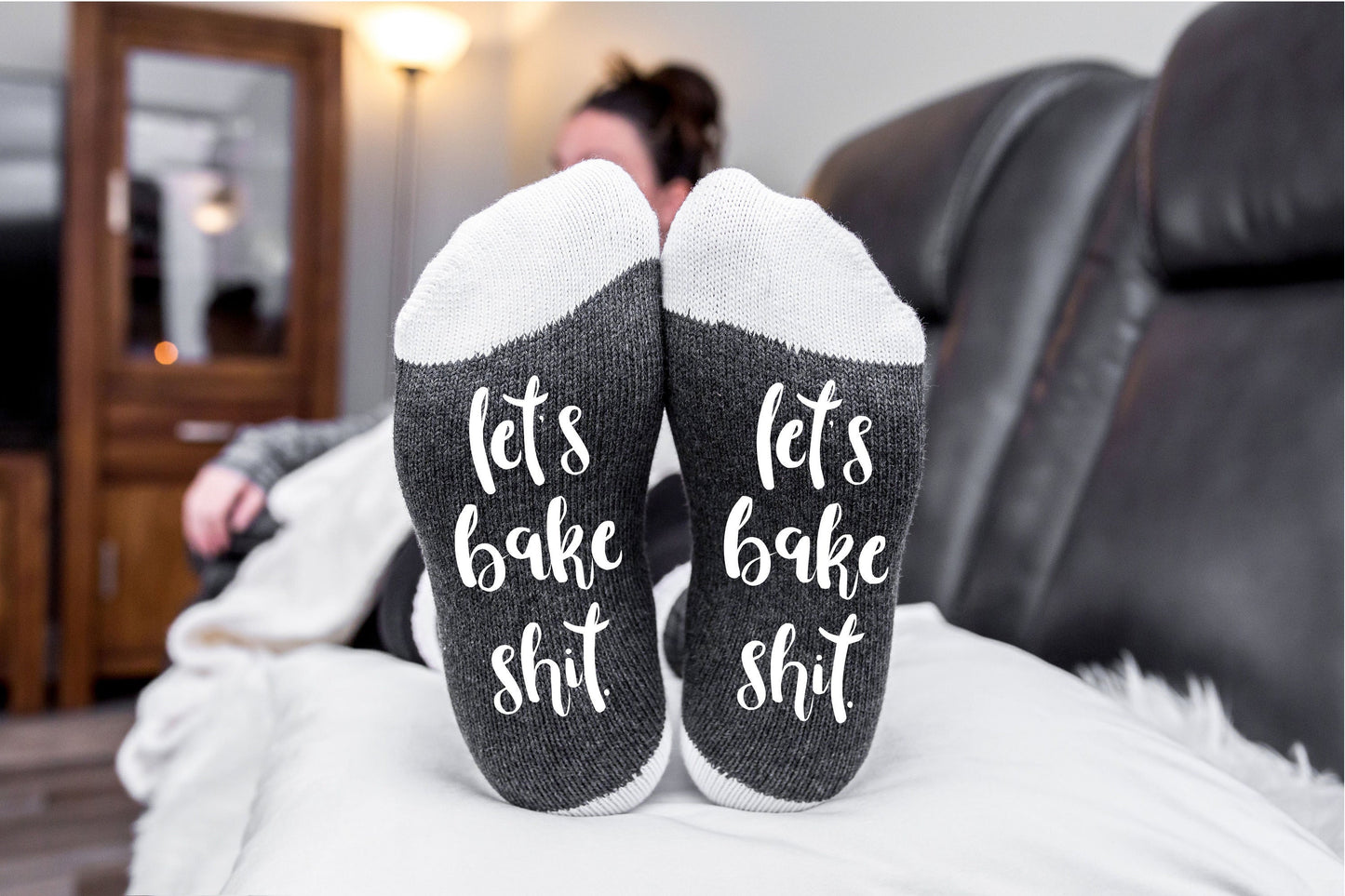 Let's Bake Shit, funny socks, Gift for baker, Christmas Gift, gift for coworker, gift for grandmother, gift for mom, Christmas baking