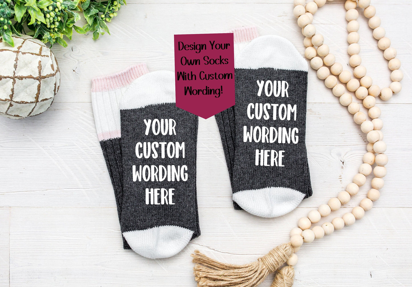 Custom Design Socks, Your wording, Personalized Socks, gift