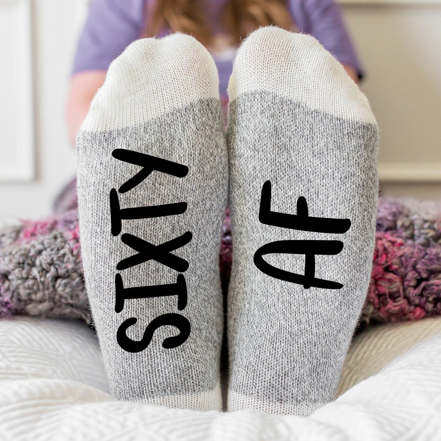 Sixty AF, 60th Birthday Socks
