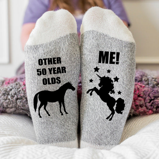 50th Birthday Unicorn Socks