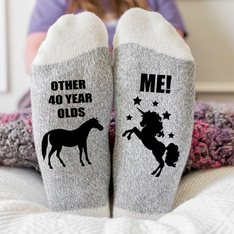 40th Birthday Unicorn Socks