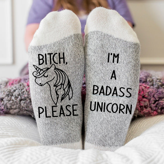 Salope s'il vous plaît, je suis une licorne Badass Chaussettes