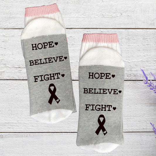 Hope Believe Fight Cancer Socks