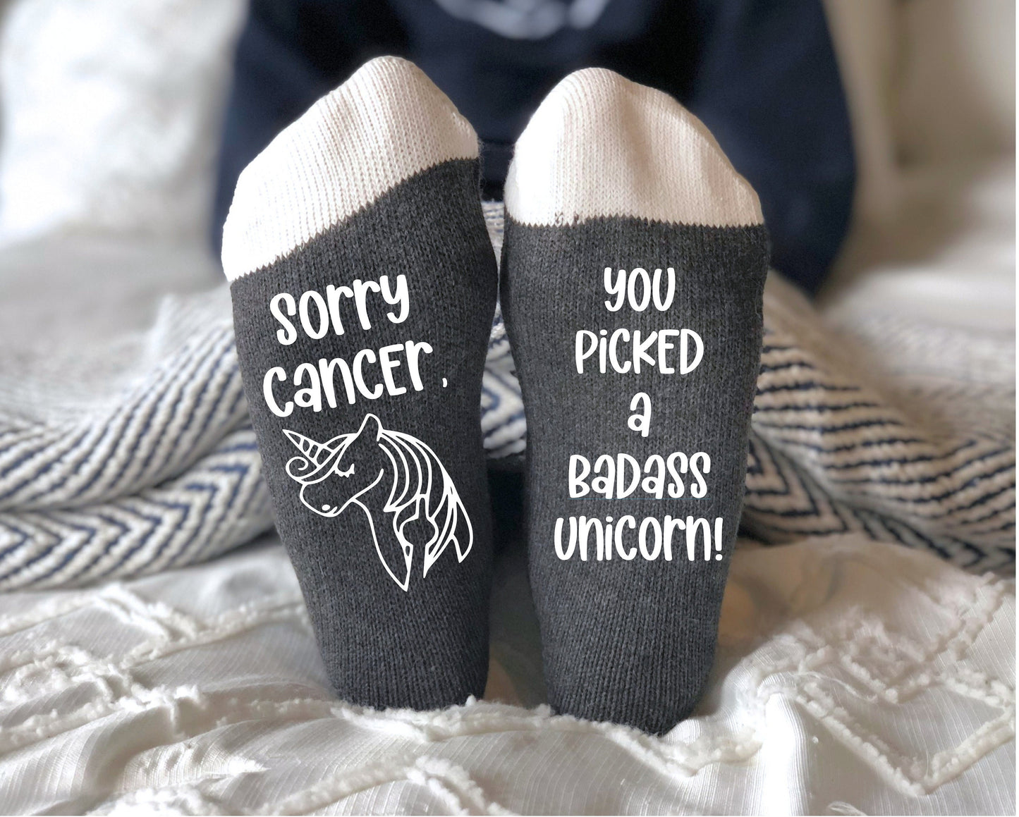 Sorry Cancer, You Picked a Badass Unicorn Socks