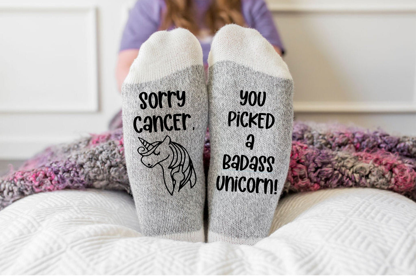 Sorry Cancer, You Picked a Badass Unicorn Socks