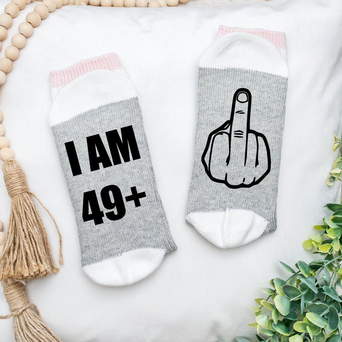 Chaussettes 50e anniversaire, j'ai 49 ans et le majeur